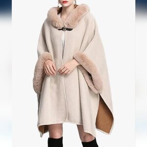 P Luca Fox  Fur Trimmed Cape/CoatElegant Fur-Trimmed Cape Coat.Perfect Condit